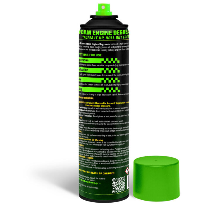 BG Foam Engine Degreaser – Back Label Instructions
